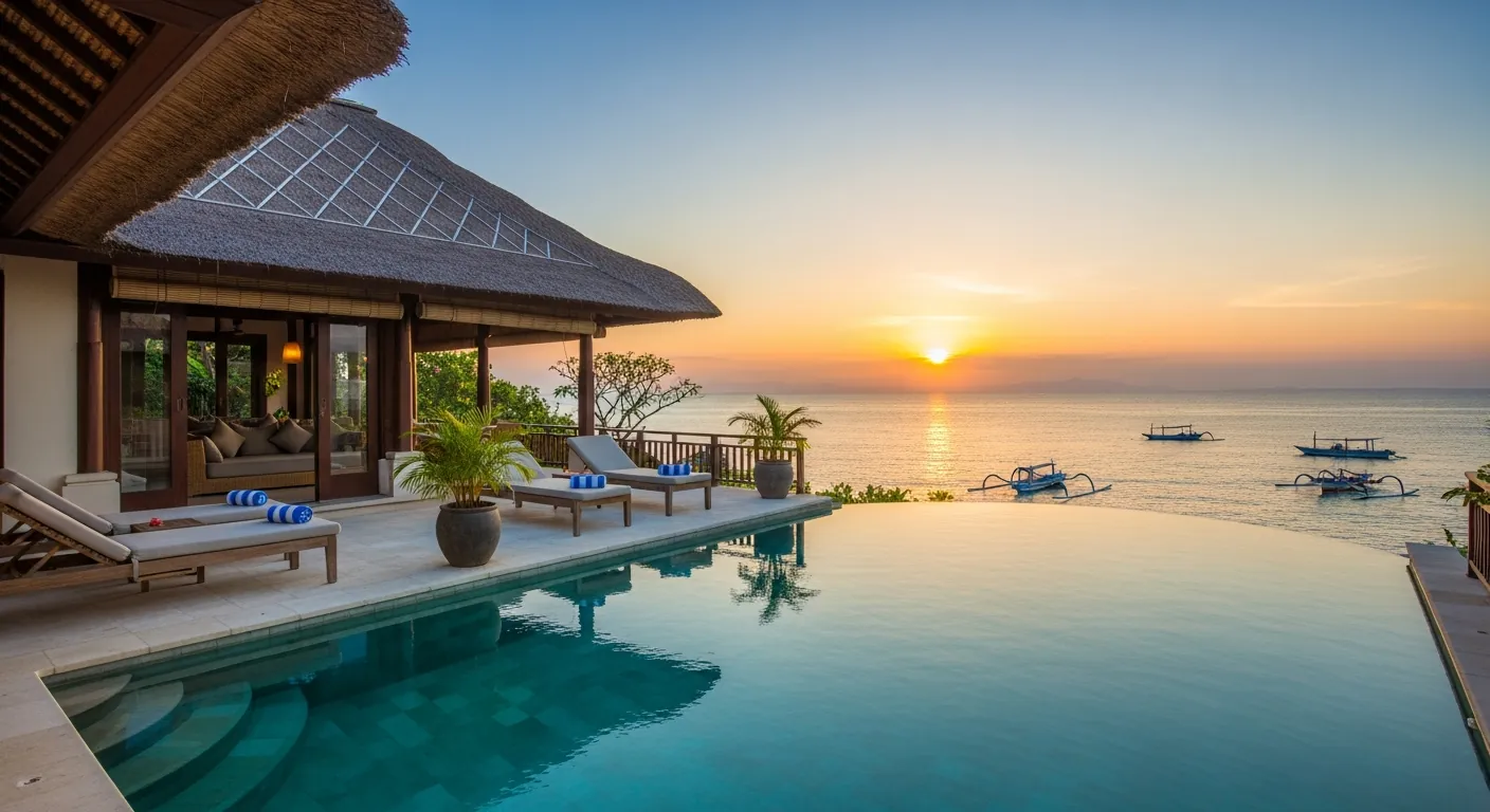 Private pool villa overlooking the sea in North Lombok